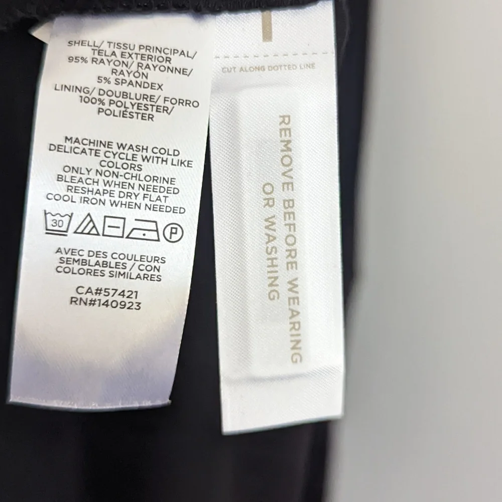 LOFT Black Midi Dress with Puff Sleeves - Picture 4 of 7